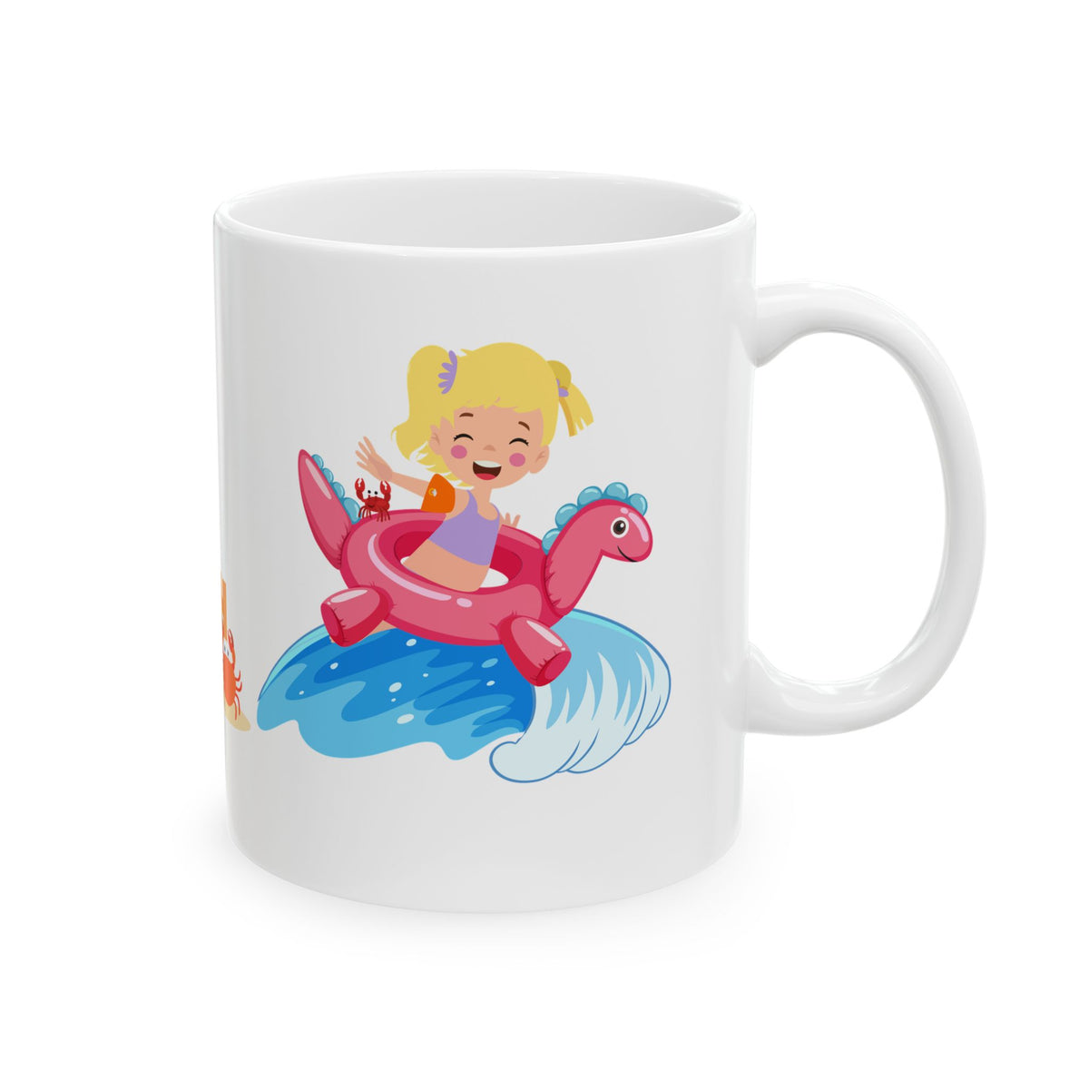 Beach Girl Ceramic Mug – Cute Crab & Seashell Coffee Cup (11oz/15oz)