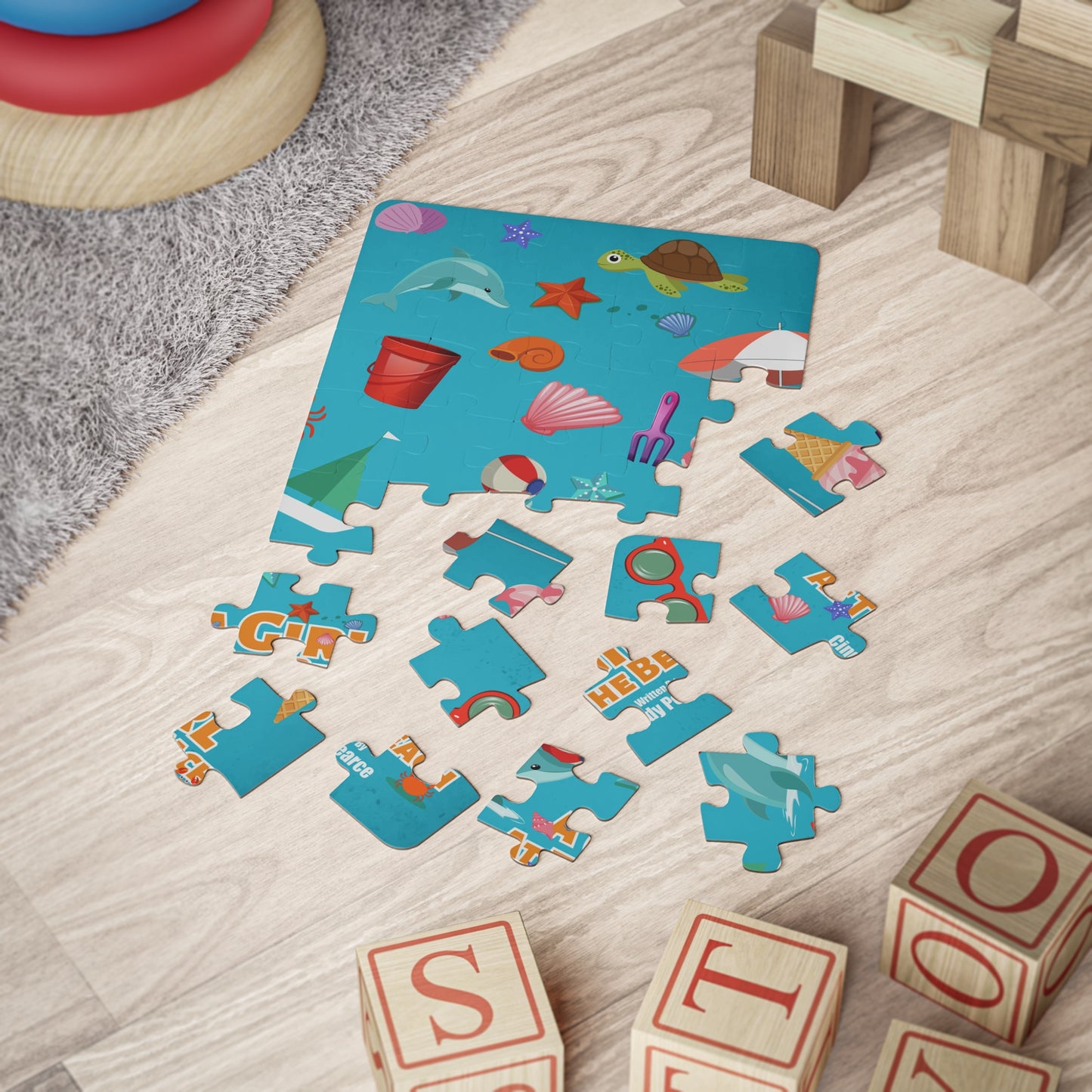 Kids' Beach Scene Puzzle, 30-Piece Fun Game for Children, Summer Activity, Family Bonding, Educational Toy, Optimal Gift Idea, Playtime