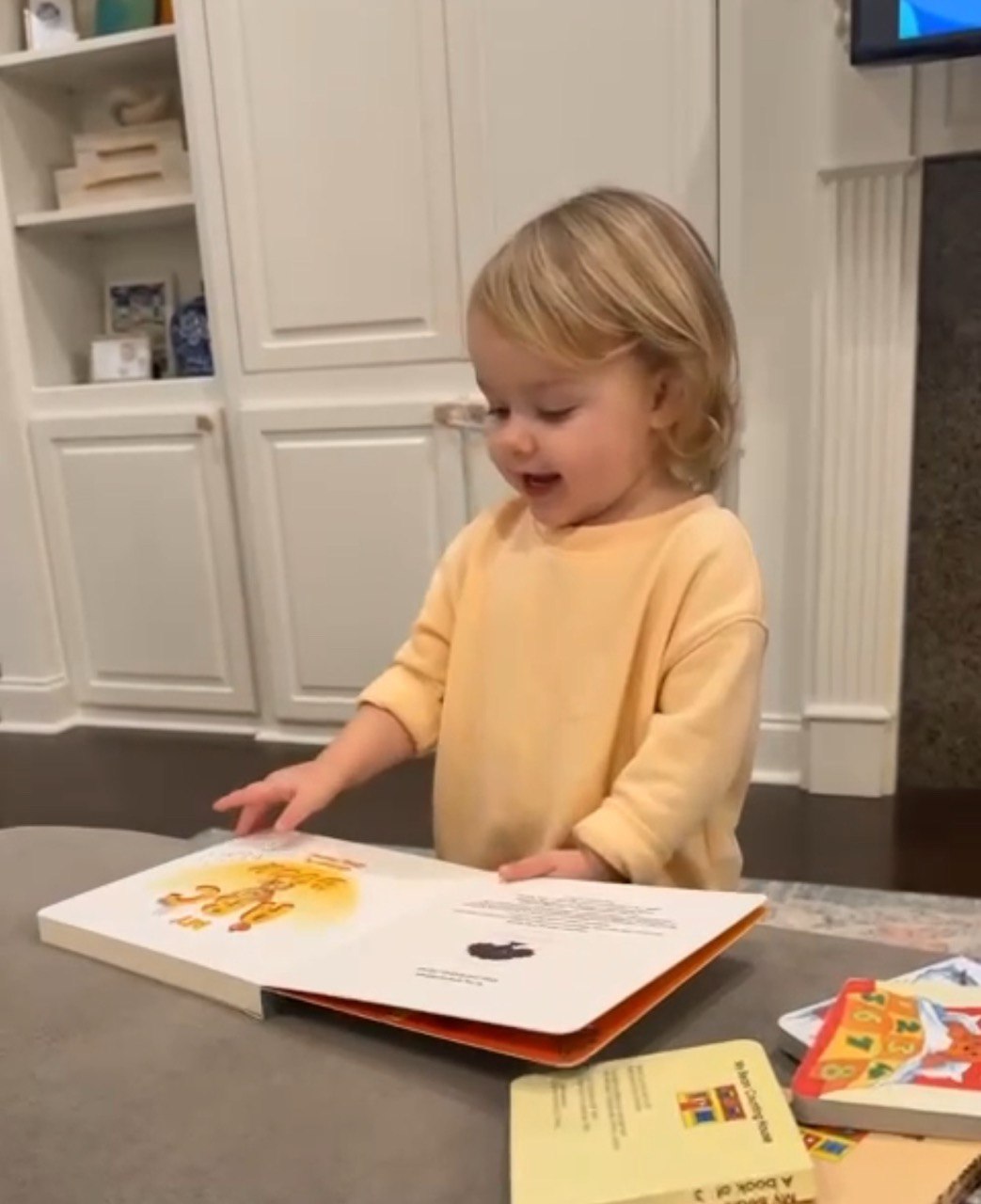 Parent and child reading My ABC Book together during storytime