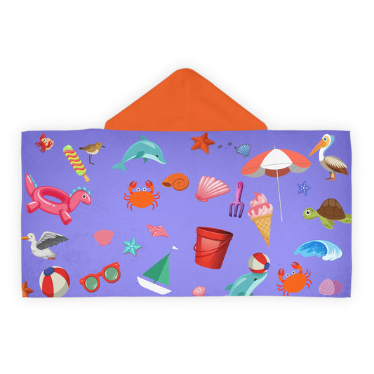 Kids' Beach Hooded Towel — Summer Sea Life Print