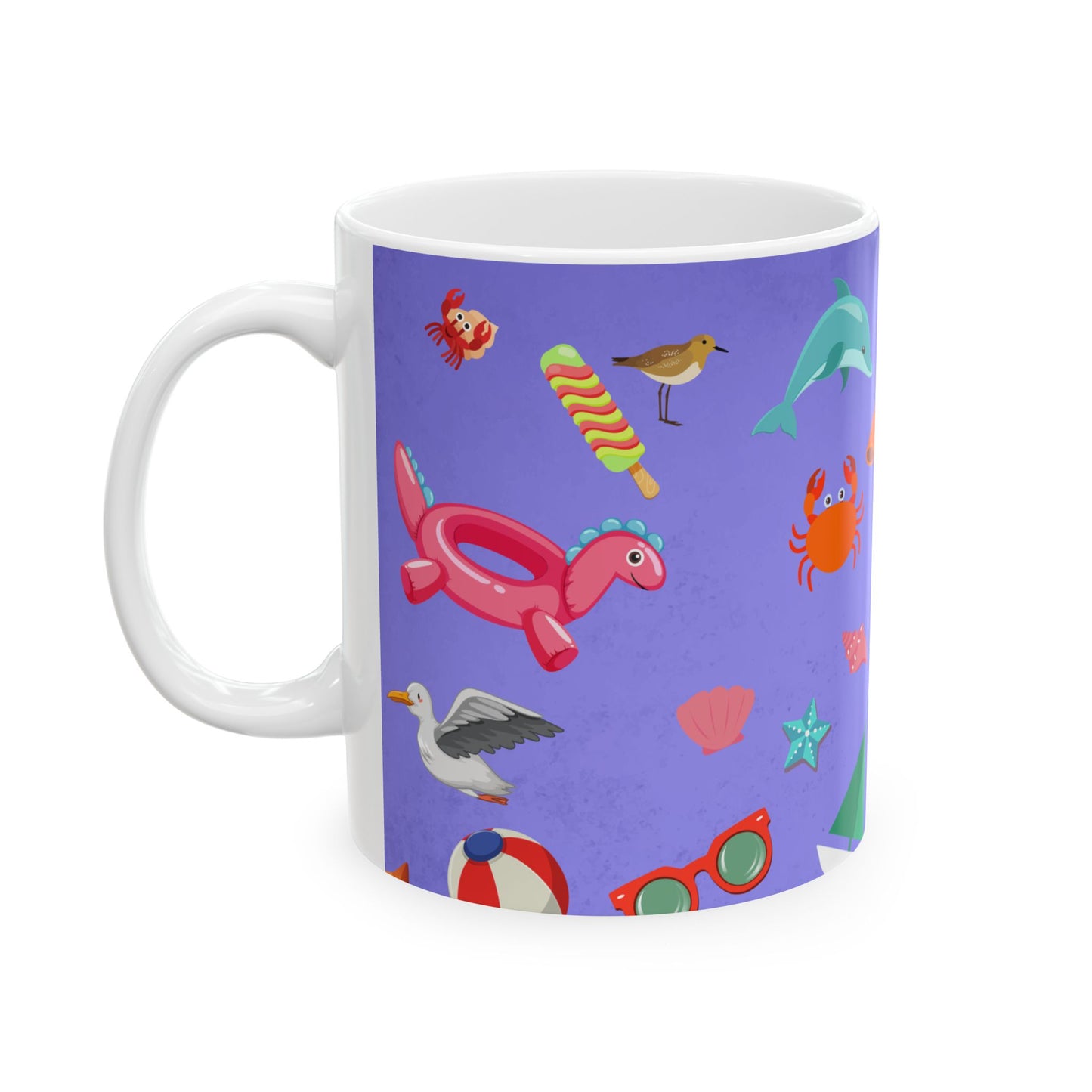 A Girl at the Beach – Ceramic Mug, Beach Theme (Purple)