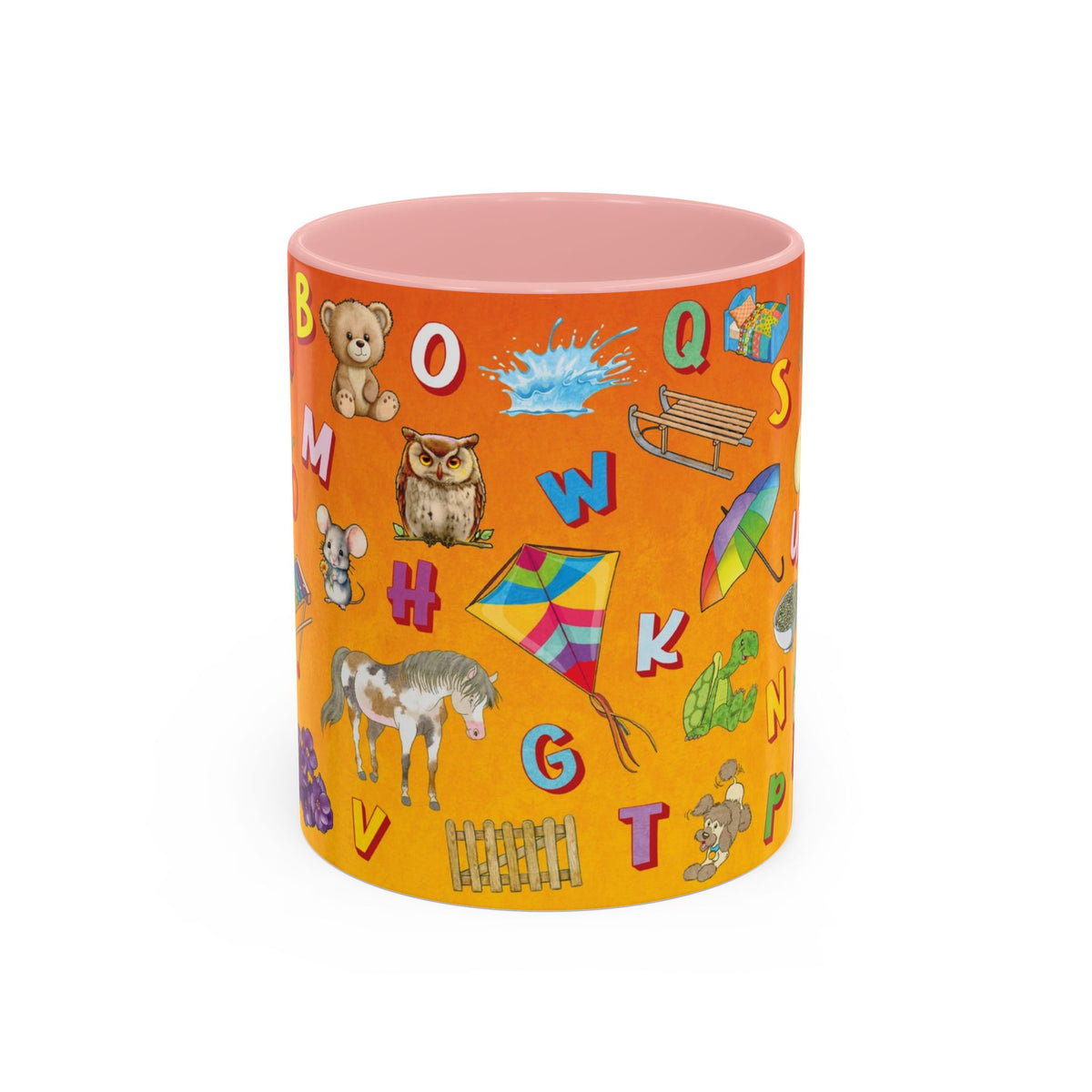 Animal Alphabet Accent Coffee Mug — Kids Learning ABCs, Colorful Educational Tea Cup (11/15 oz)