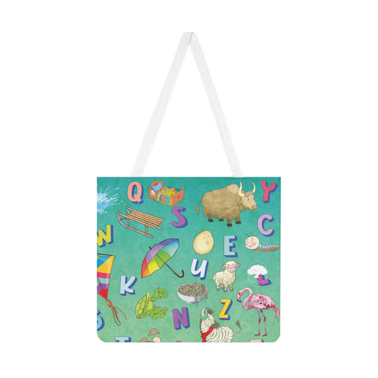 Alphabet Animal & Objects Shoulder Tote — Kids Educational ABC Pattern