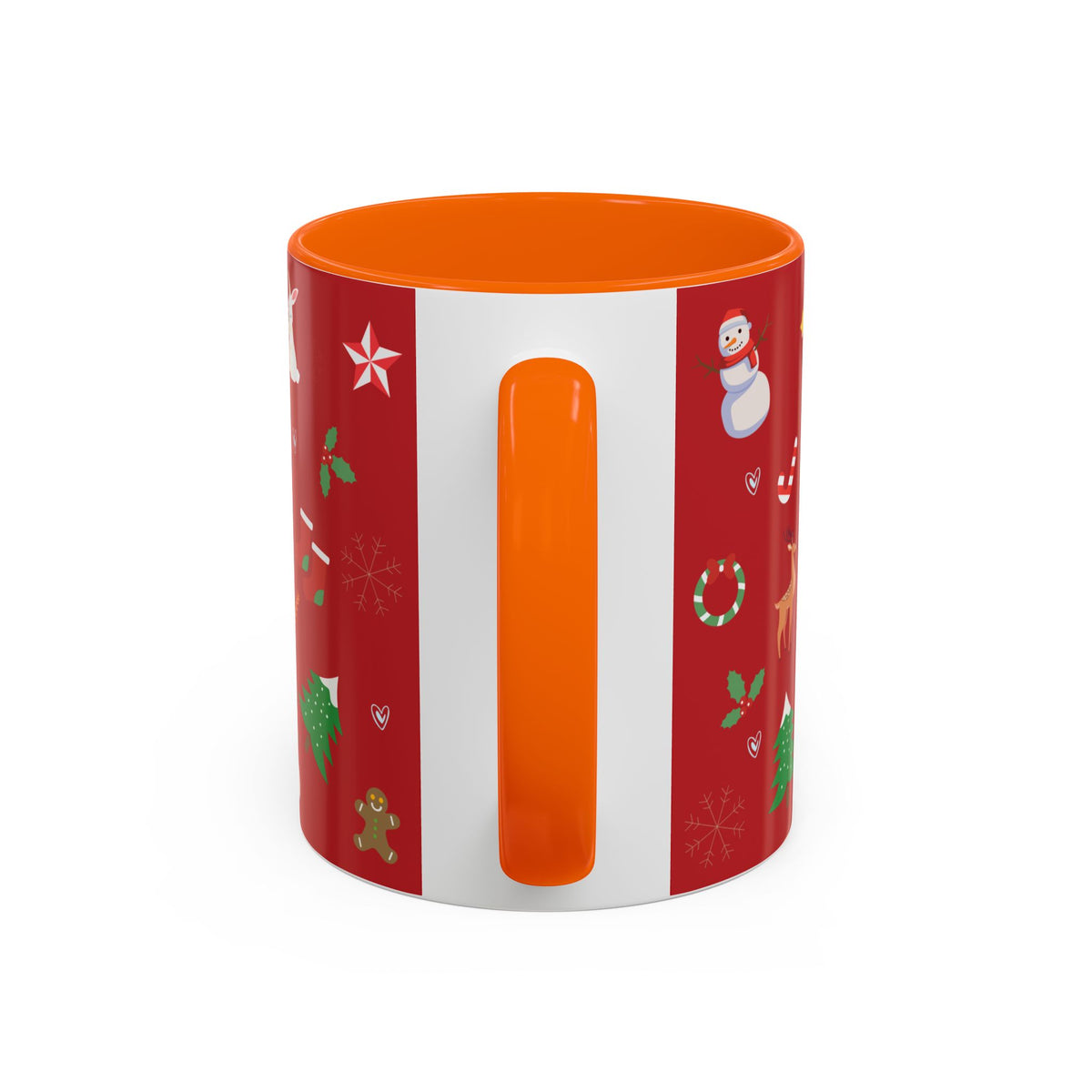 Christmas Pattern Accent Coffee Mug — Red Holiday Icons (11/15oz)