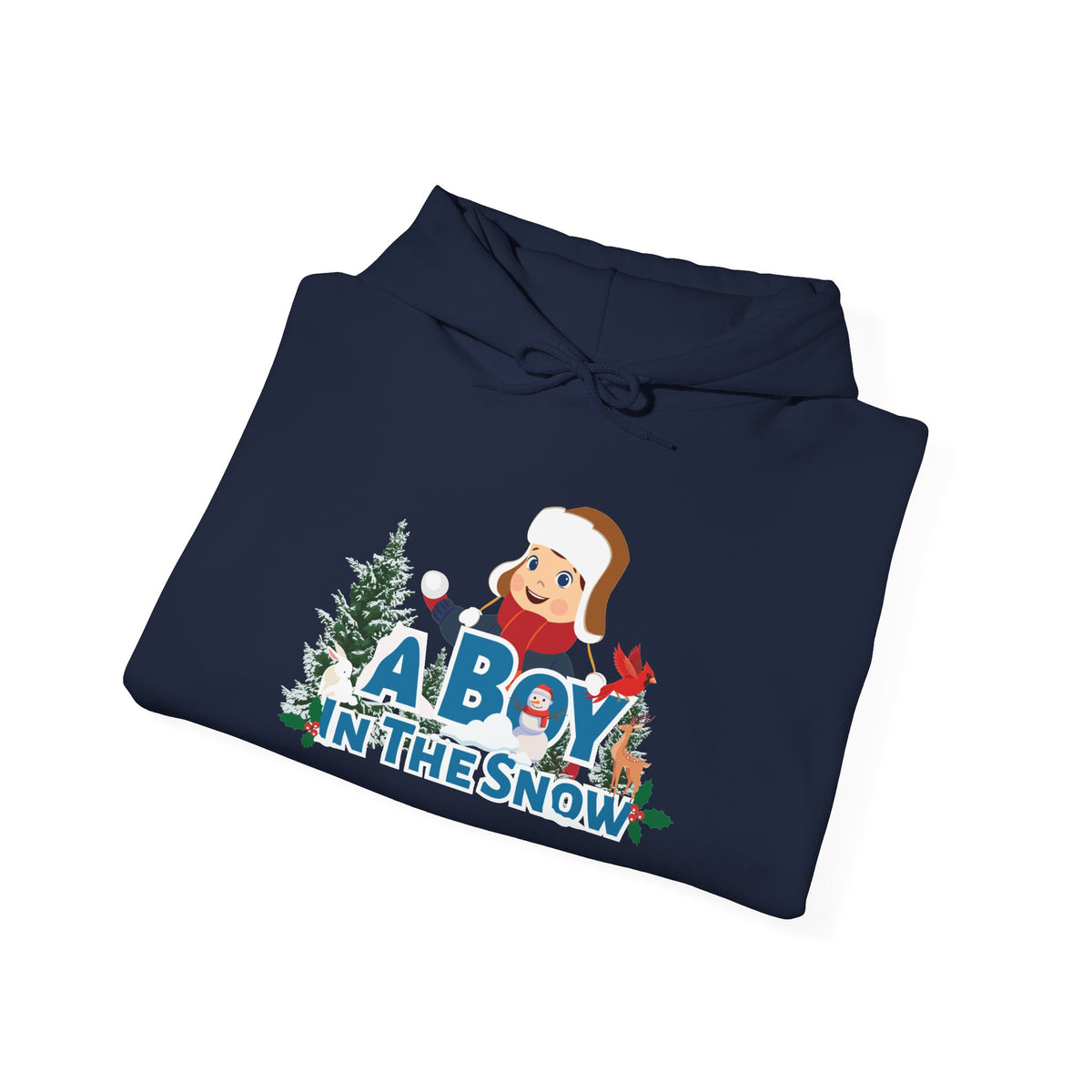 Hoodie — "A Boy in the Snow" Cute Winter Kids Graphic Hoodie