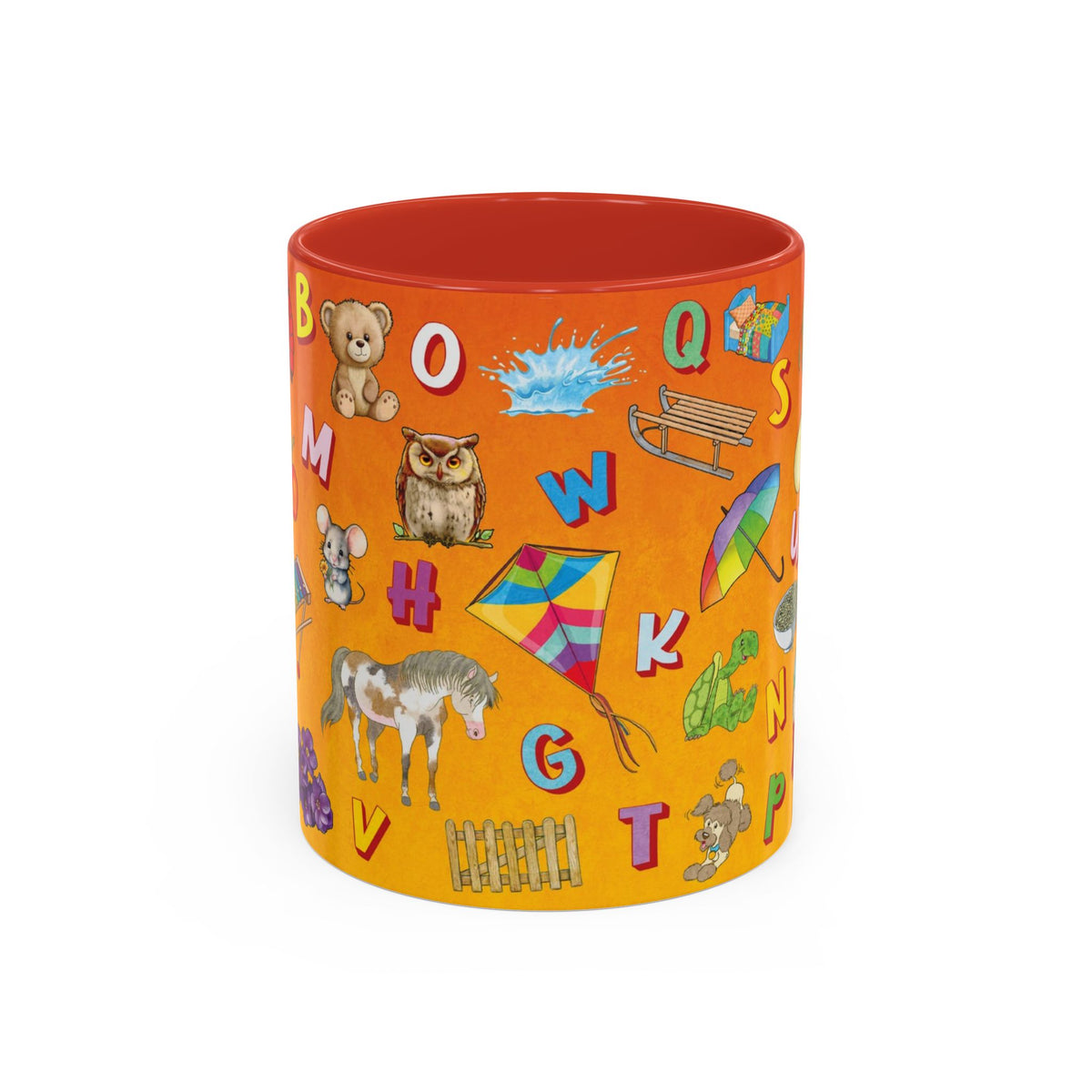 Animal Alphabet Accent Coffee Mug — Kids Learning ABCs, Colorful Educational Tea Cup (11/15 oz)