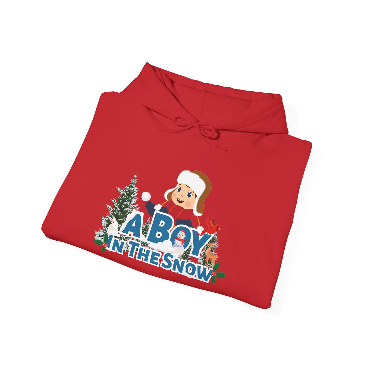 Hoodie — "A Boy in the Snow" Cute Winter Kids Graphic Hoodie