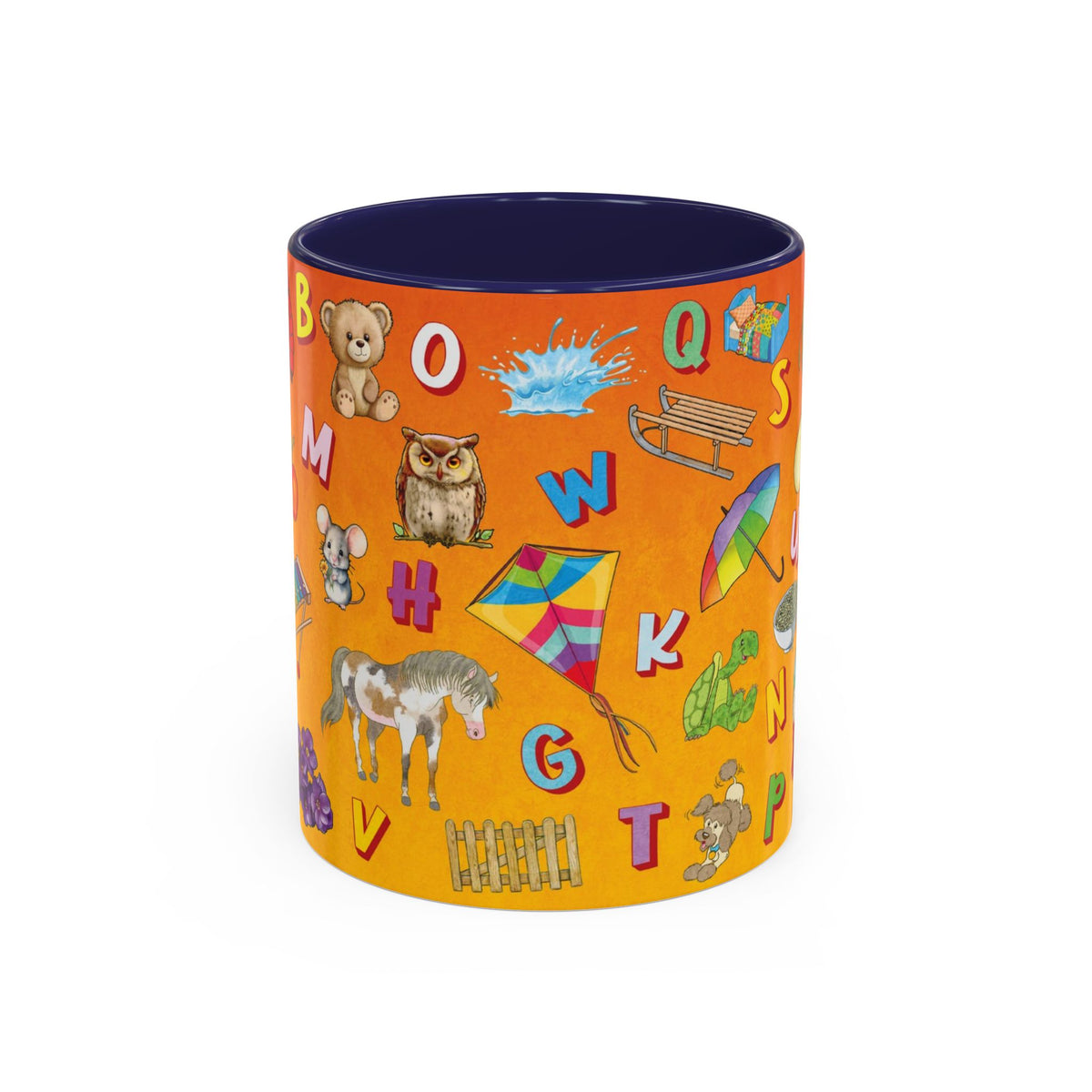 Animal Alphabet Accent Coffee Mug — Kids Learning ABCs, Colorful Educational Tea Cup (11/15 oz)