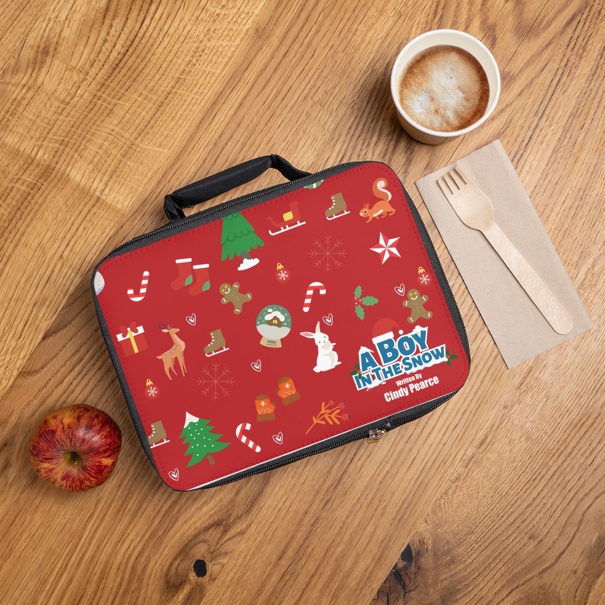 Christmas Kids Lunch Bag — 'A Boy in the Snow' Holiday Pattern