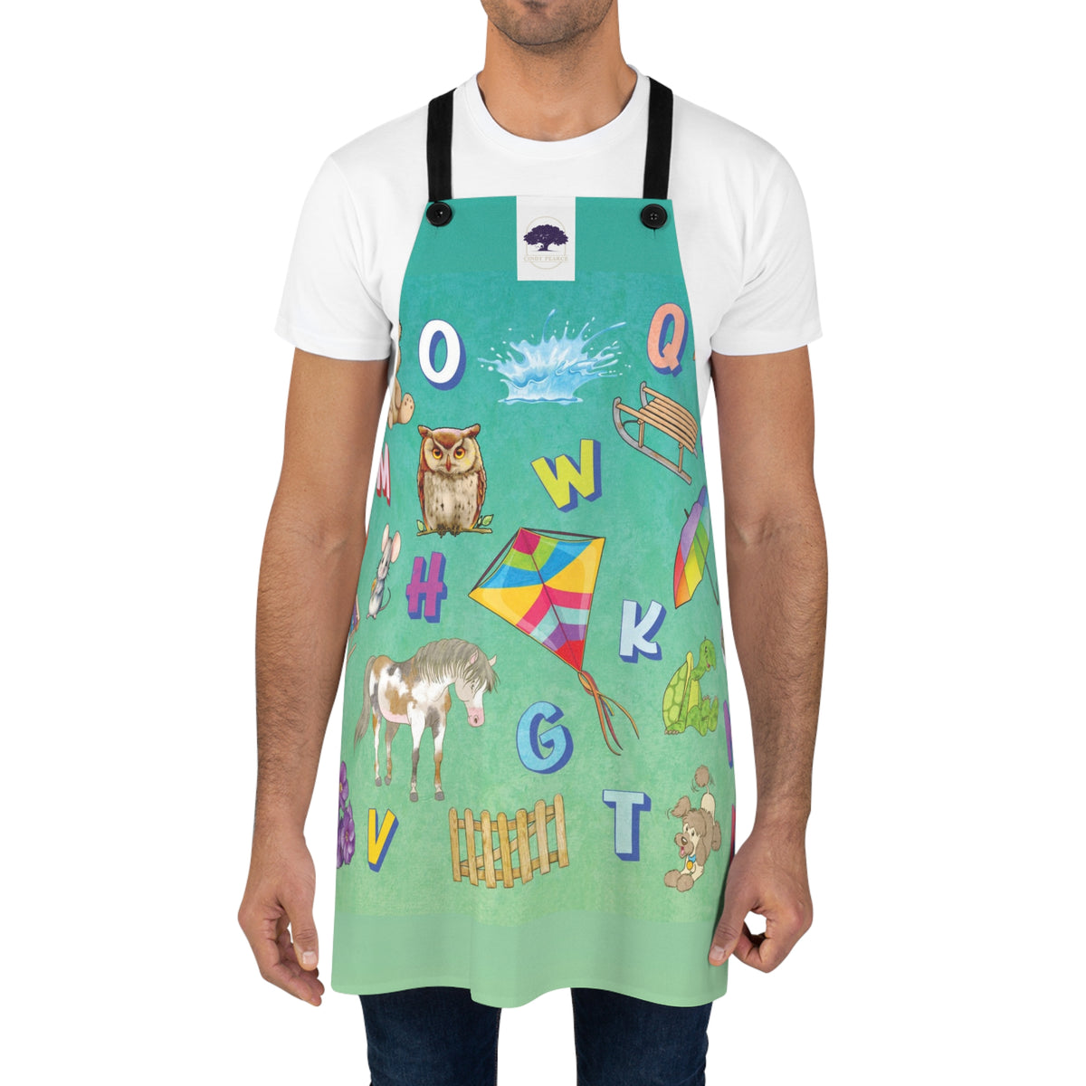 Kids Alphabet Illustrated Apron — Colorful Animal & Object ABC Design