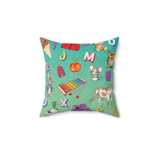 Alphabet Animal Kids Pillow — Colorful ABC Educational Throw Pillow