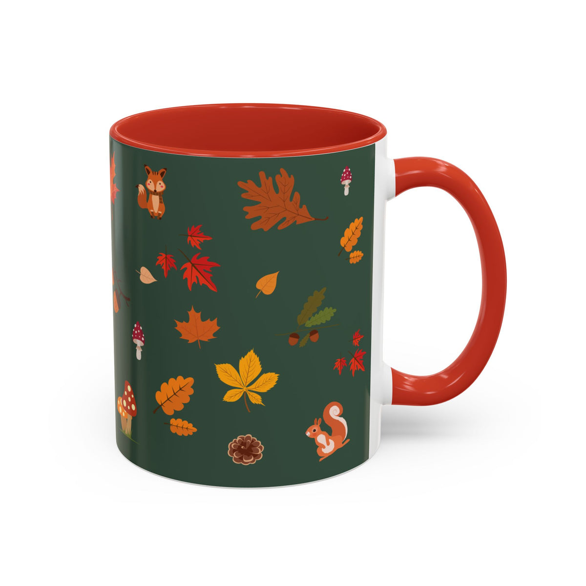 Copy of Christmas Pattern Accent Coffee Mug — Red Holiday Icons (11/15oz)