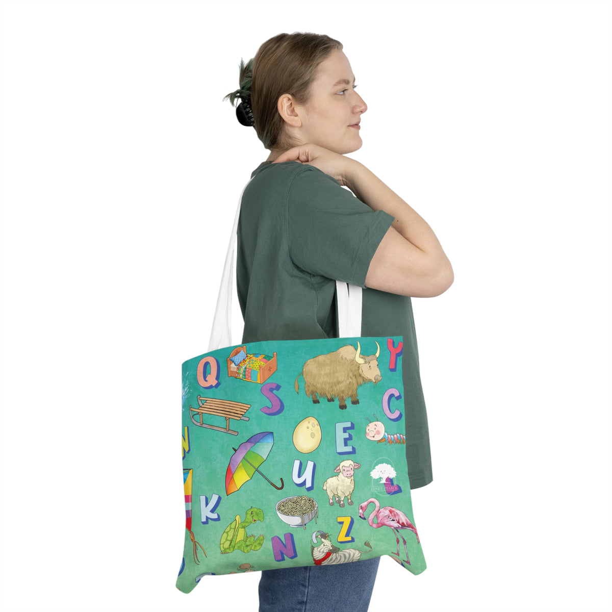 Alphabet Animal & Objects Shoulder Tote — Kids Educational ABC Pattern