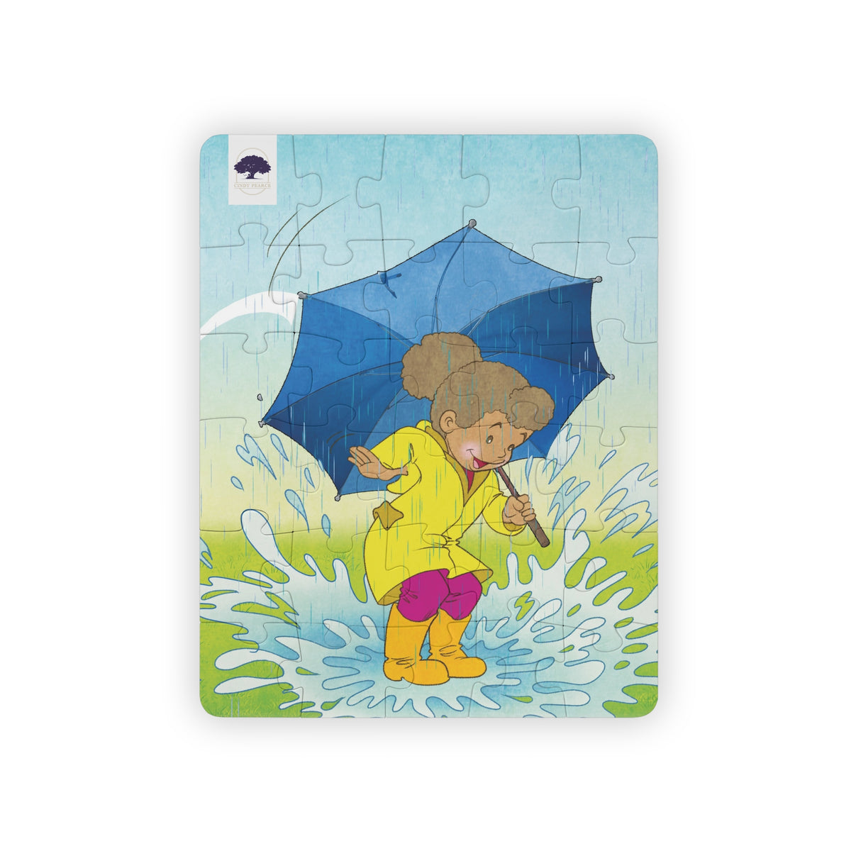 Kids 30-Piece Puzzle – Rainy Day Umbrella Splash Scene
