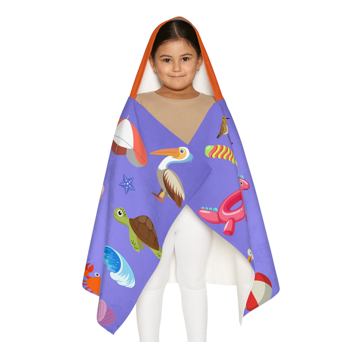 Kids' Beach Hooded Towel — Summer Sea Life Print