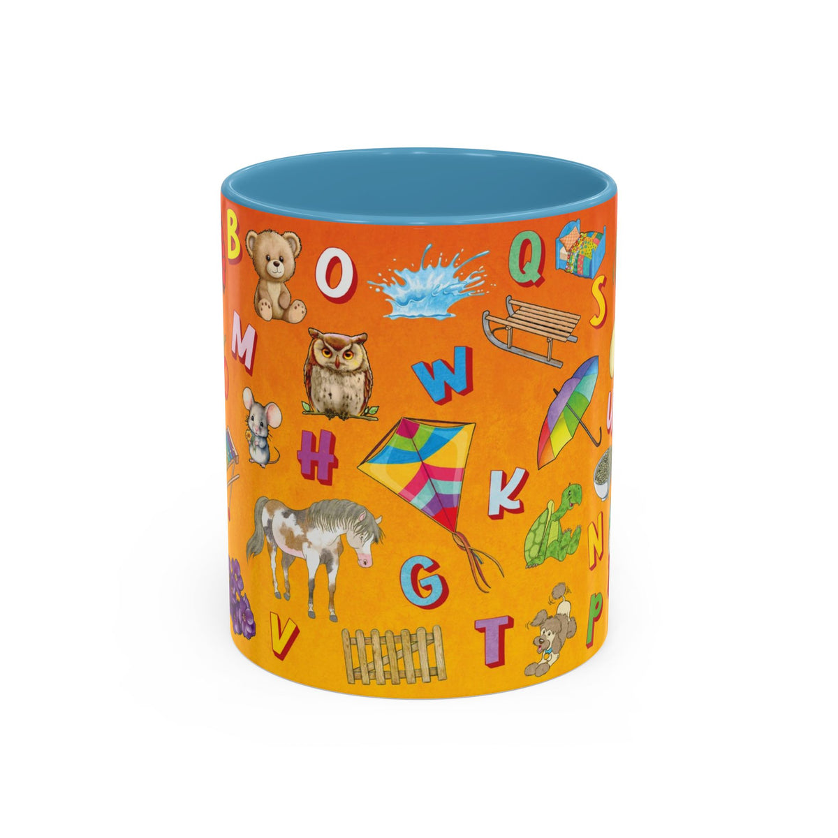 Animal Alphabet Accent Coffee Mug — Kids Learning ABCs, Colorful Educational Tea Cup (11/15 oz)