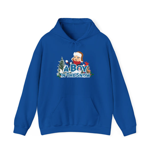 Hoodie — "A Boy in the Snow" Cute Winter Kids Graphic Hoodie