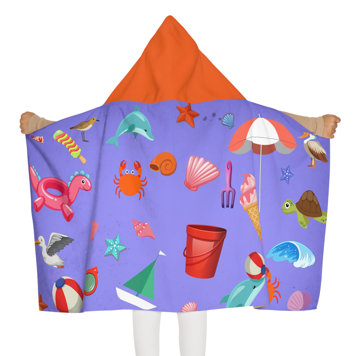 Kids' Beach Hooded Towel — Summer Sea Life Print
