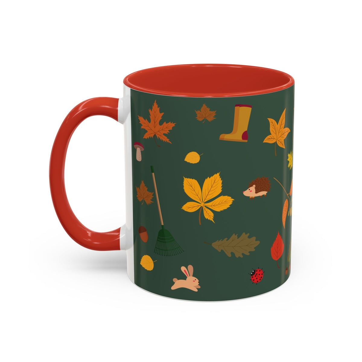 Copy of Christmas Pattern Accent Coffee Mug — Red Holiday Icons (11/15oz)