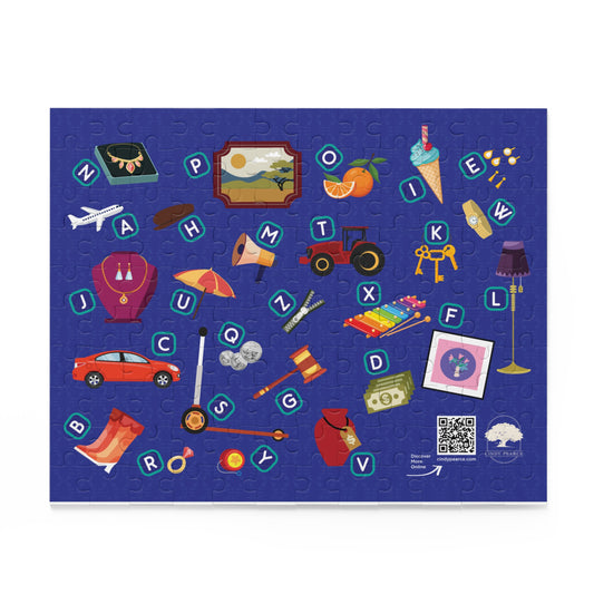 Alphabet Icons Puzzle — 120/252/500-Piece Kids Jigsaw for Learning & Travel-Themed Play