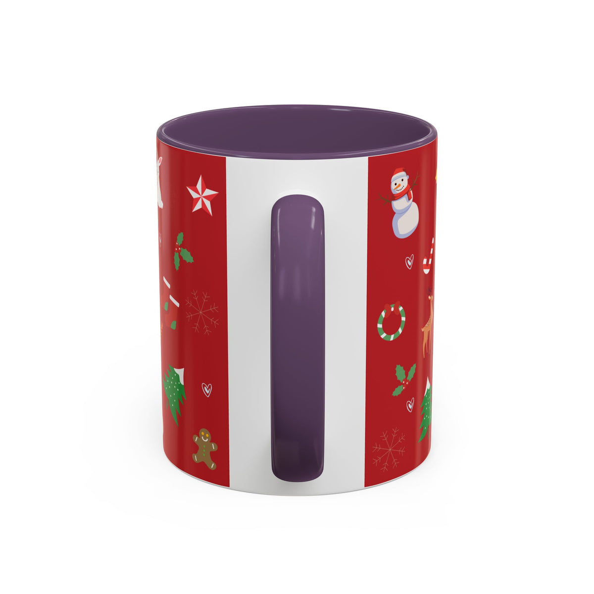 Christmas Pattern Accent Coffee Mug — Red Holiday Icons (11/15oz)