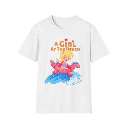 A Girl at the Beach T-Shirt — Cute Kid Surfing Graphic Tee