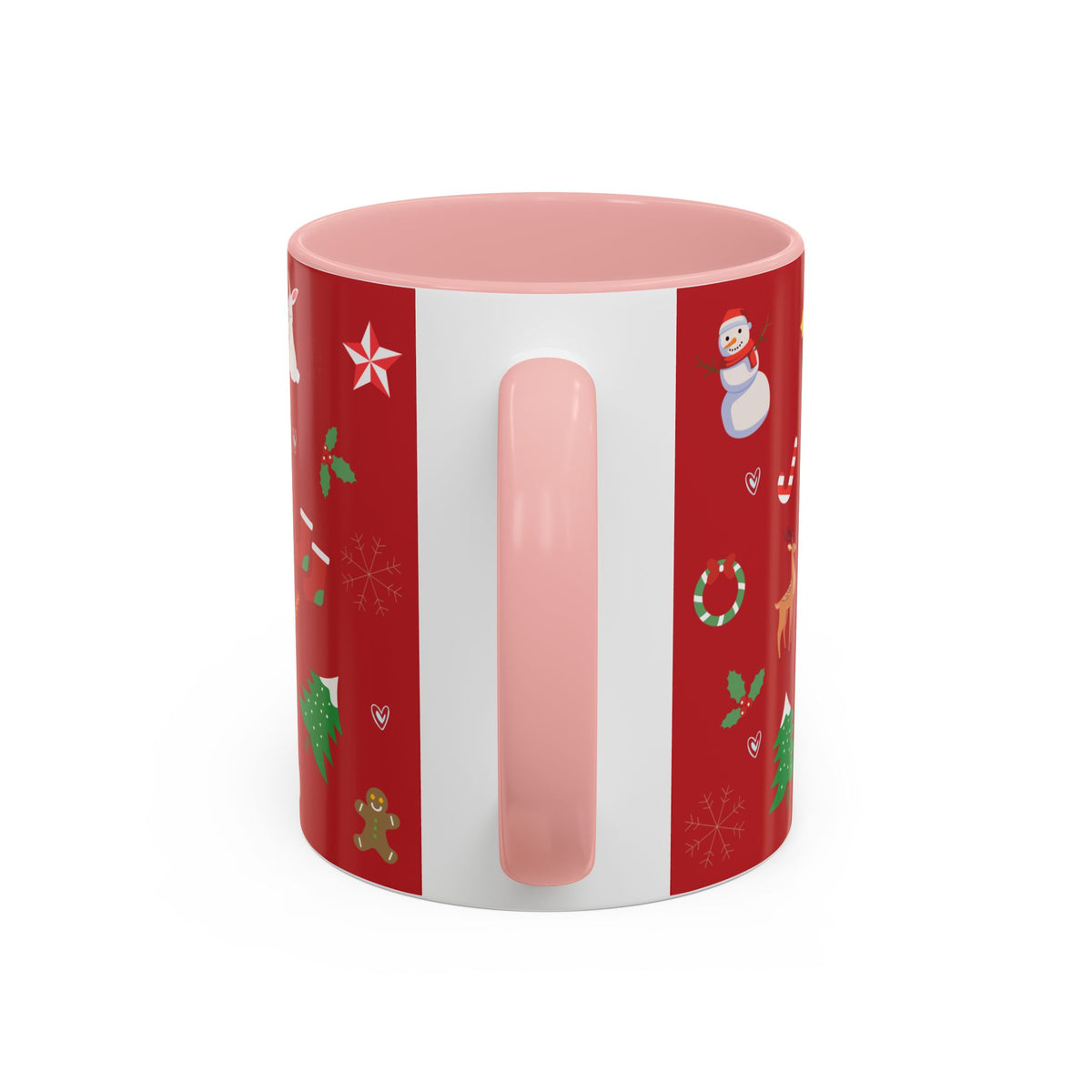 Christmas Pattern Accent Coffee Mug — Red Holiday Icons (11/15oz)