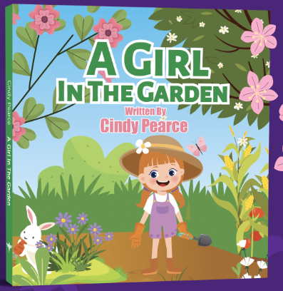 Book cover of 'A Girl in the Garden' with a girl in a garden setting and flowers.